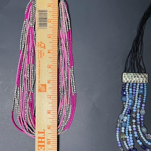 Vintage necklaces lot 2!multi strain beaded statement necklaces & 2 single beads - Picture 9 of 14